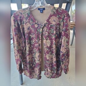 CHAPS Womens Floral Cardigan Sweater